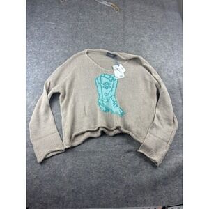 Wooden Ships Women's M/L Cowboy Boot Sweater Raglan Cotton Coastal Cowgirl Relax